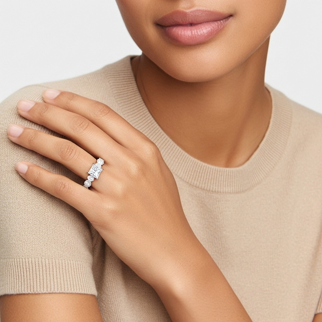 Retro Princess 2.00ct Moissanite Engagement Ring