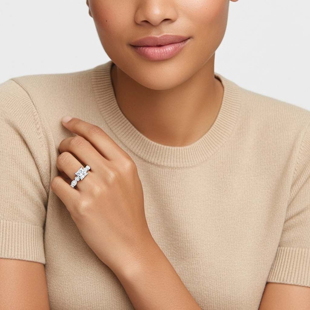 Retro Princess 2.00ct Moissanite Engagement Ring