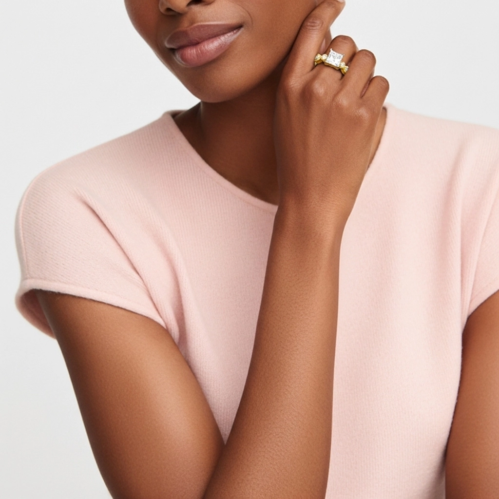 Rétro Princesse 1.50ct Moissanite Bague de fiançailles