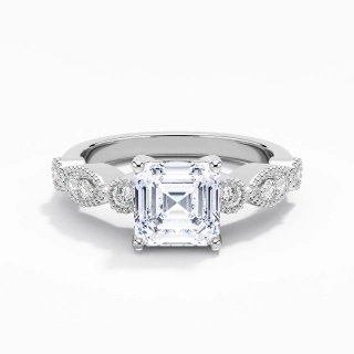 Rétro Asscher 1.50ct Moissanite Bague de fiançailles