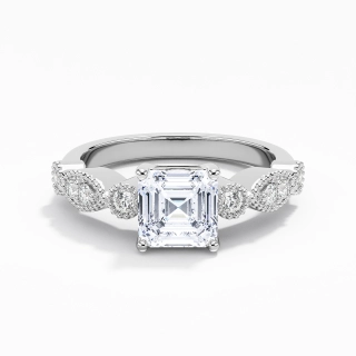 Retro Asscher 1.00ct Moissanite Engagement Ring