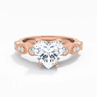 Retro Heart 2.00ct Moissanite Engagement Ring