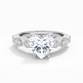 Retro Heart 2.00ct Moissanite Engagement Ring