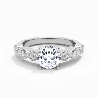 Retro Round 1.00ct Moissanite Engagement Ring