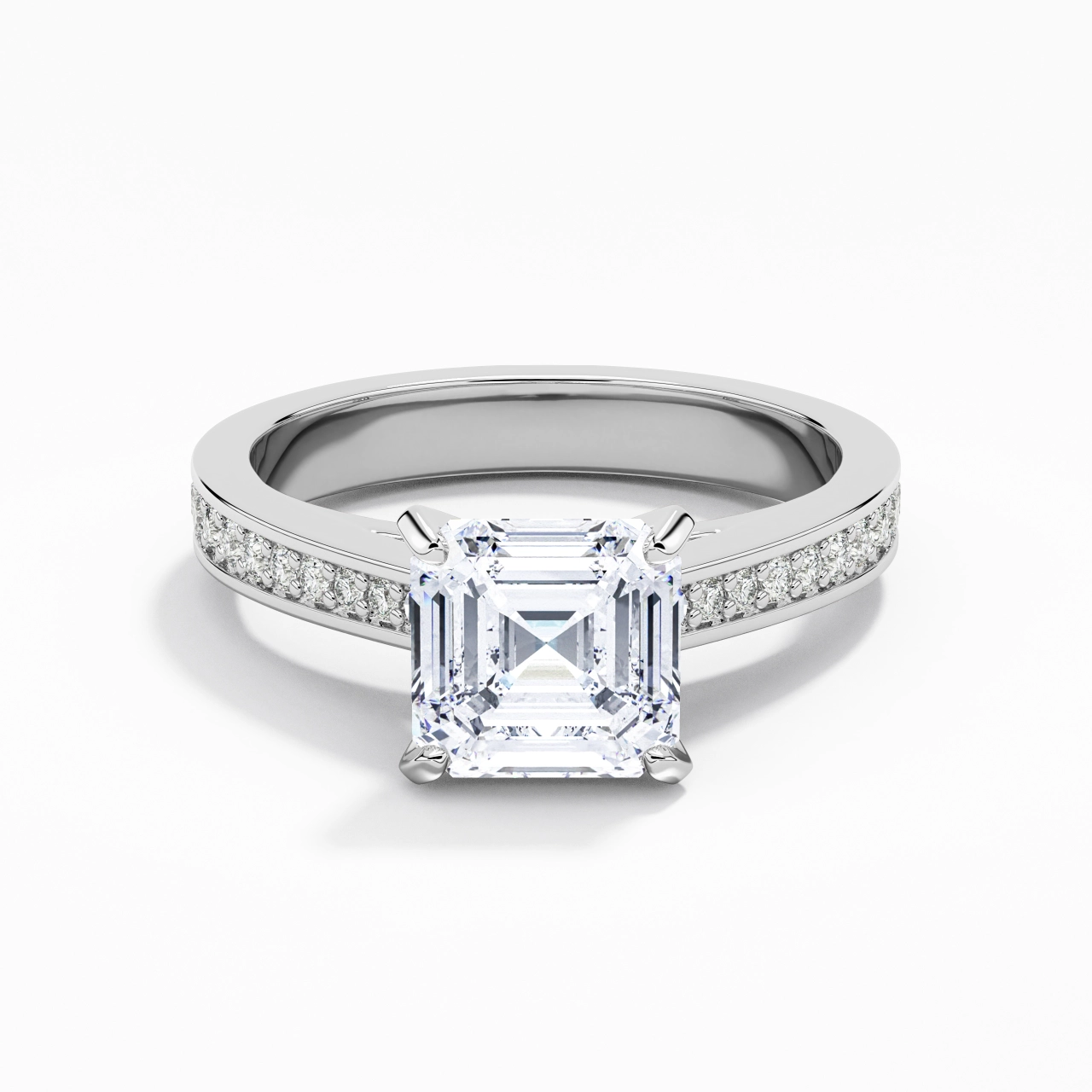 1.50ct Moissanite Engagement Ring 18K White Gold