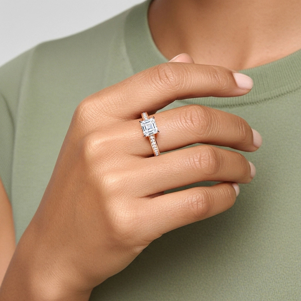 1.00ct Moissanite Bague de fiançailles Or rose 14 carats