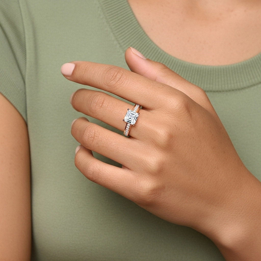 1.00ct Moissanite Bague de fiançailles Or rose 14 carats