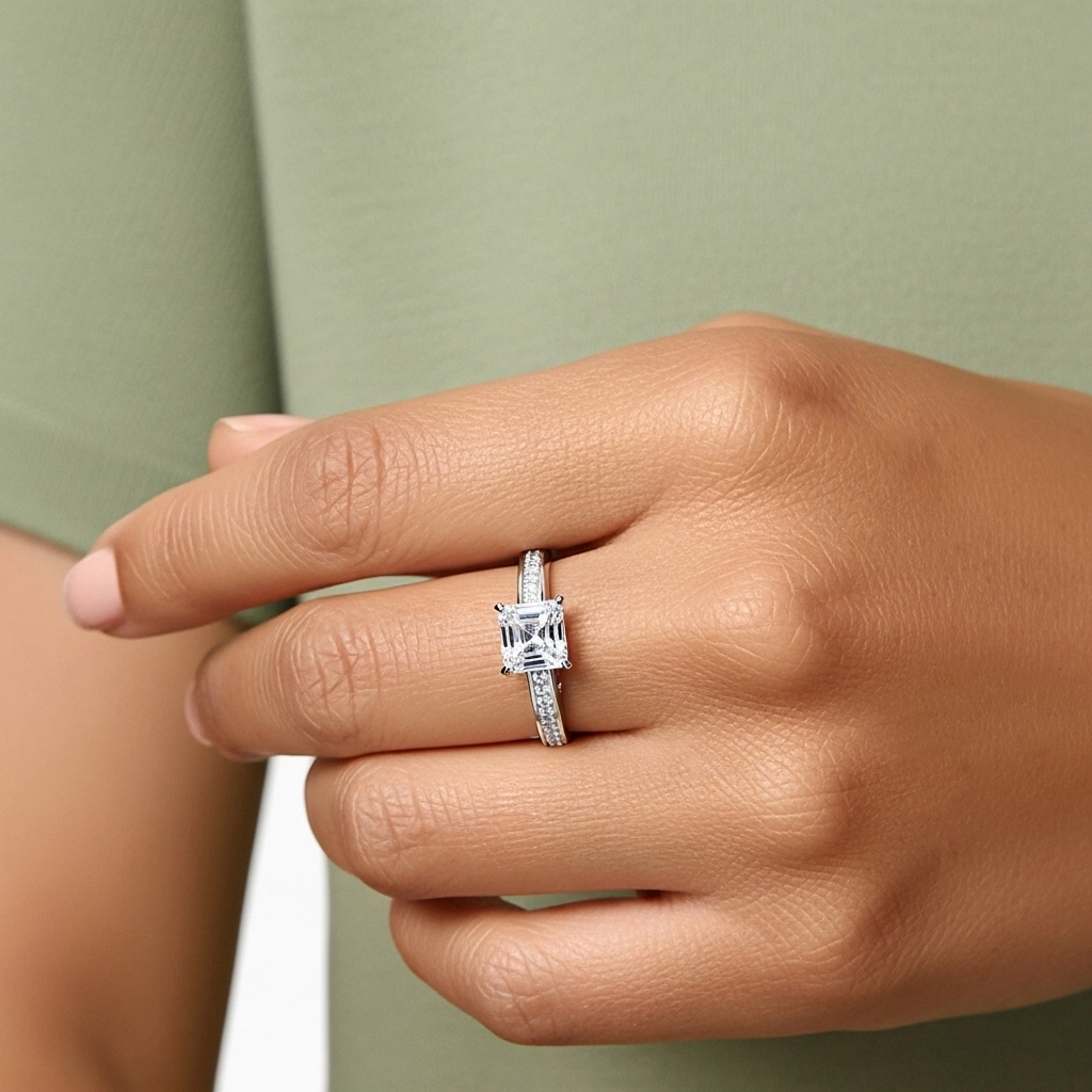 1.00ct Moissanite Bague de fiançailles Or blanc 14 carats