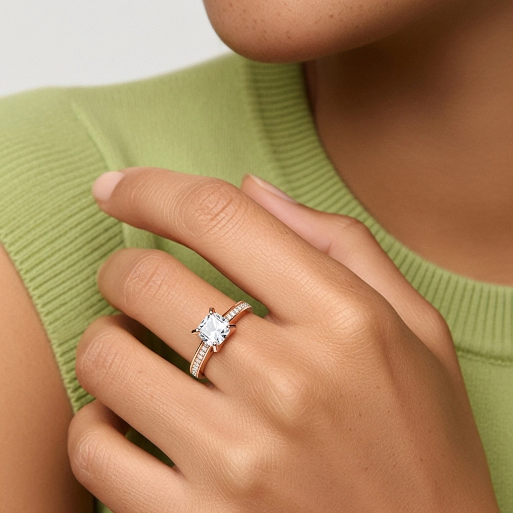 Cathédrale Bague de fiançailles 1.00ct Moissanite