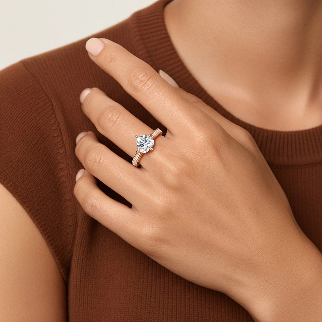 1.00ct Moissanite Bague de fiançailles Or rose 18 carats