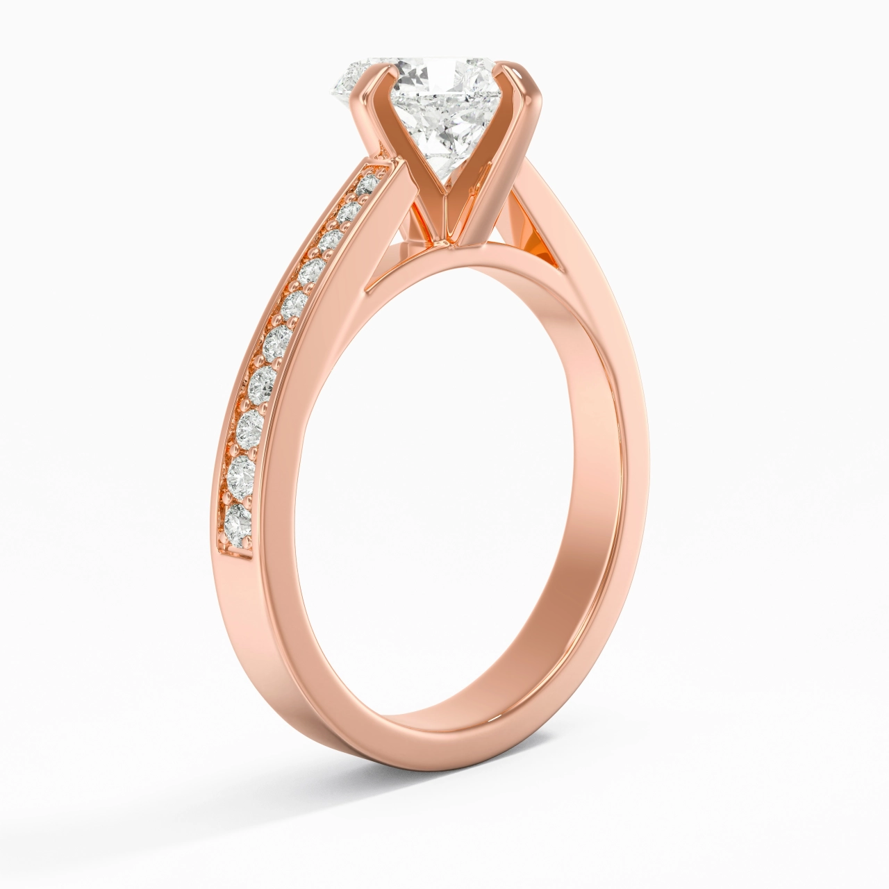 1.00ct Moissanite Engagement Ring 18K Rose Gold