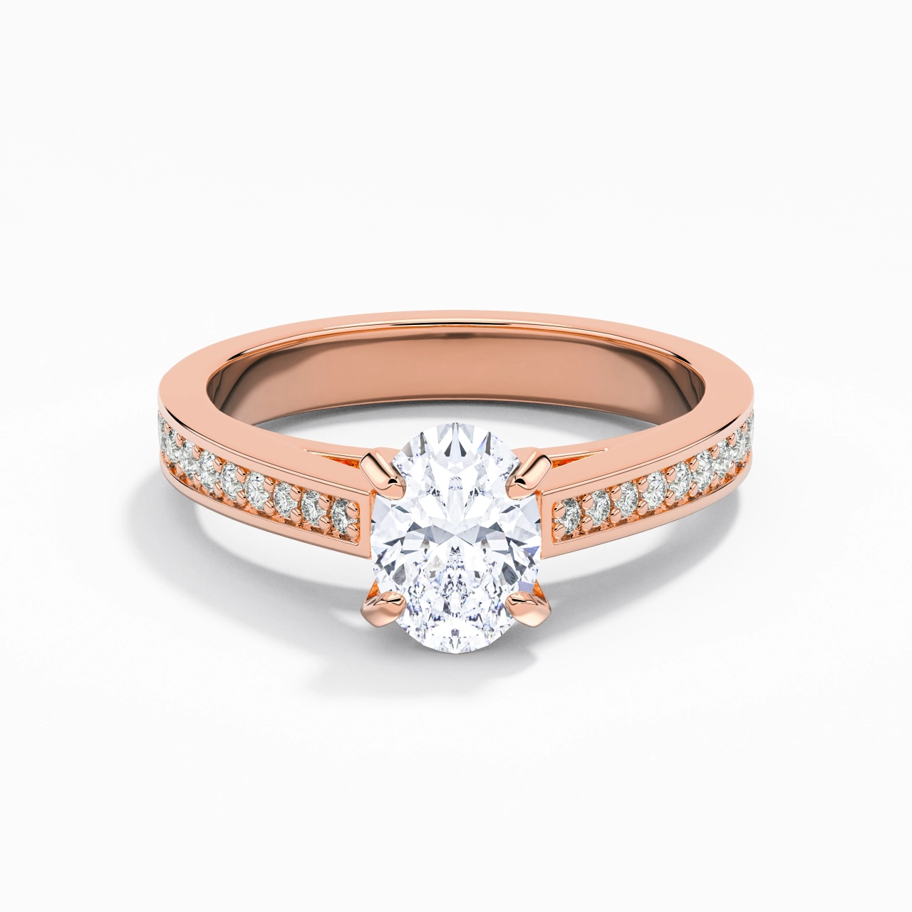 1.00ct Moissanite Engagement Ring 18K Rose Gold