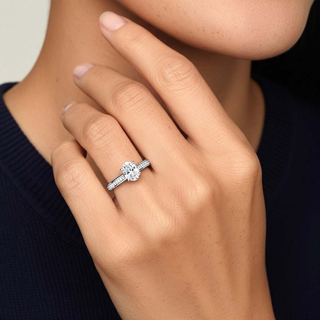 1.00ct Moissanite Bague de fiançailles Or blanc 18 carats