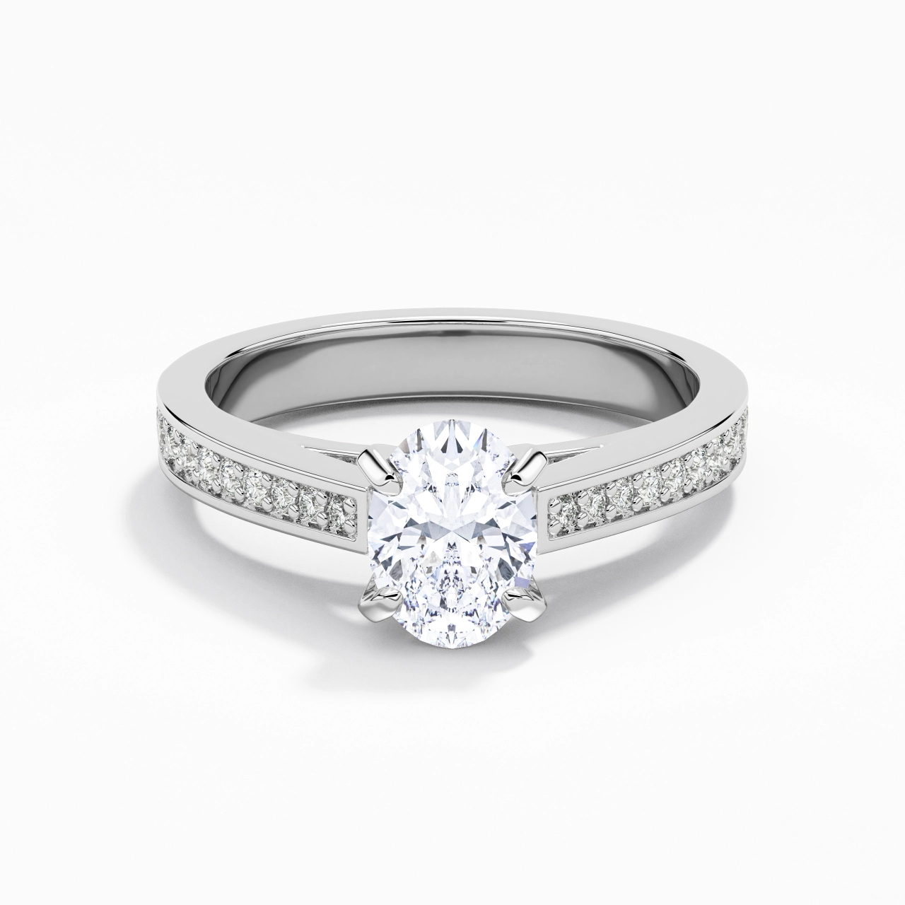 1.00ct Moissanite Engagement Ring 18K White Gold