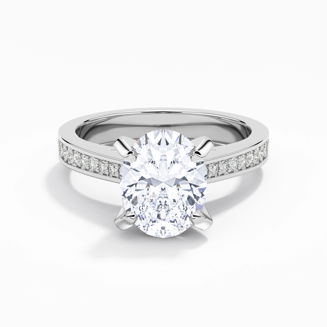 2.00ct Moissanite Engagement Ring 14K White Gold