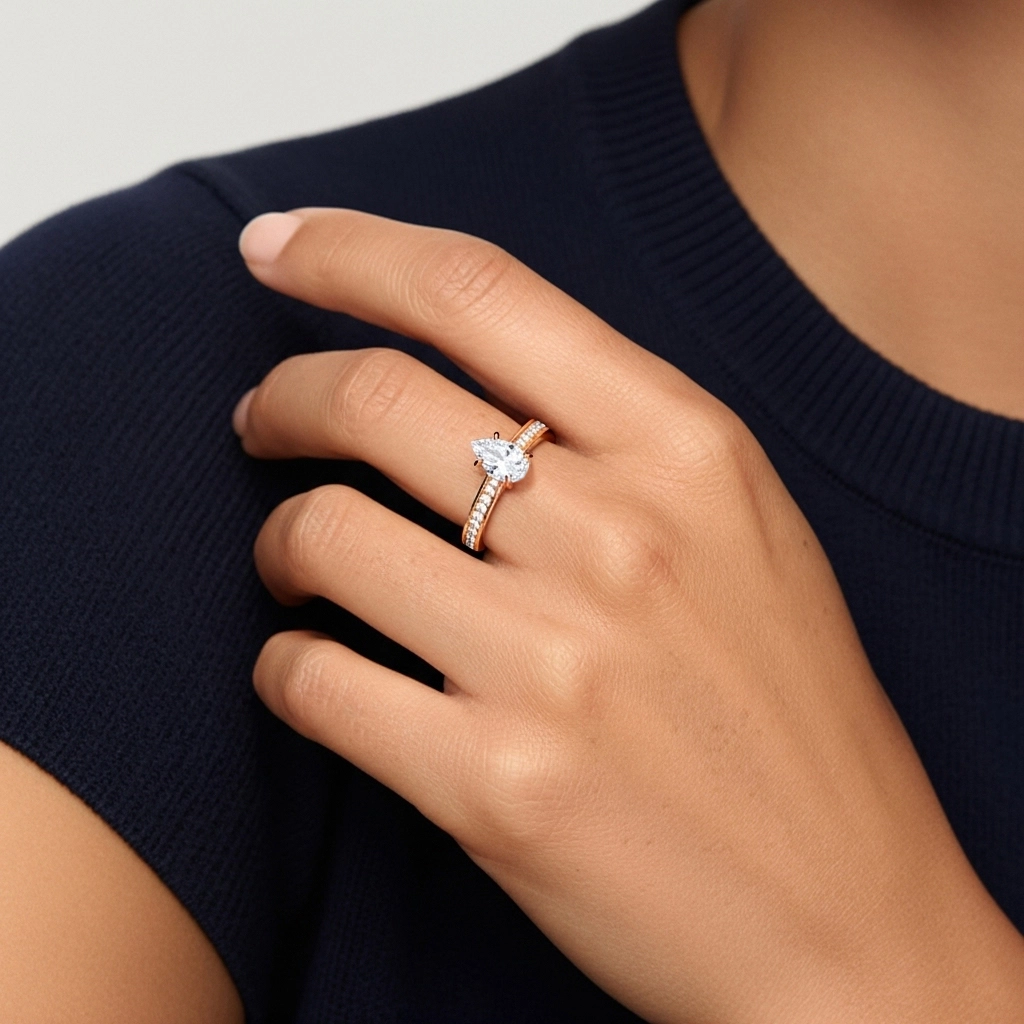 1.00ct Moissanite Bague de fiançailles Or rose 18 carats