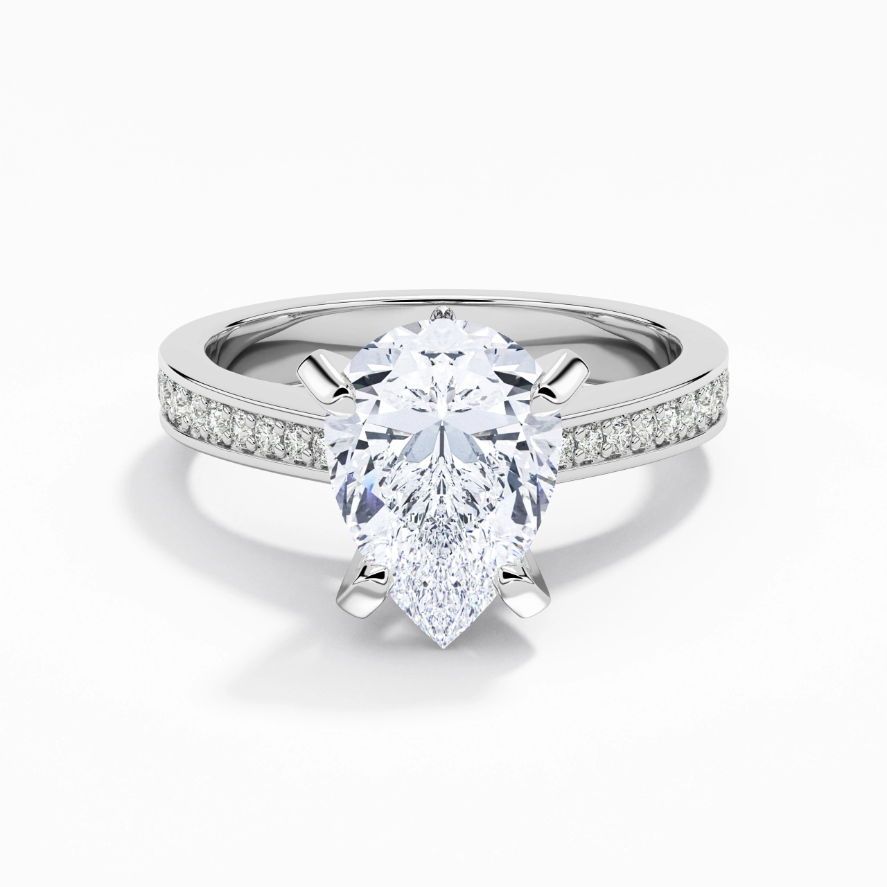 2.00ct Moissanite Engagement Ring 18K White Gold