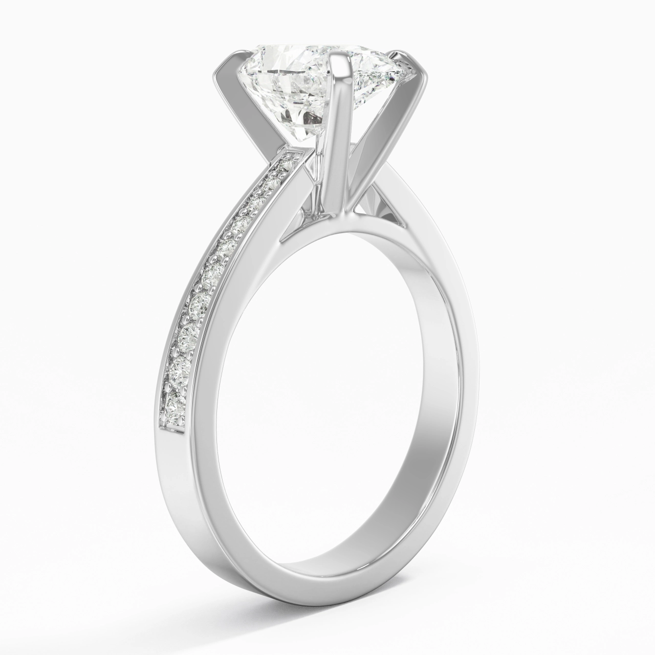 2.00ct Moissanite Engagement Ring 18K White Gold