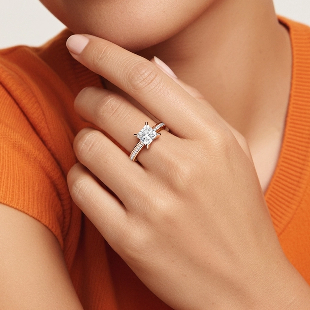 Cathédrale Bague de fiançailles 1.00ct Moissanite