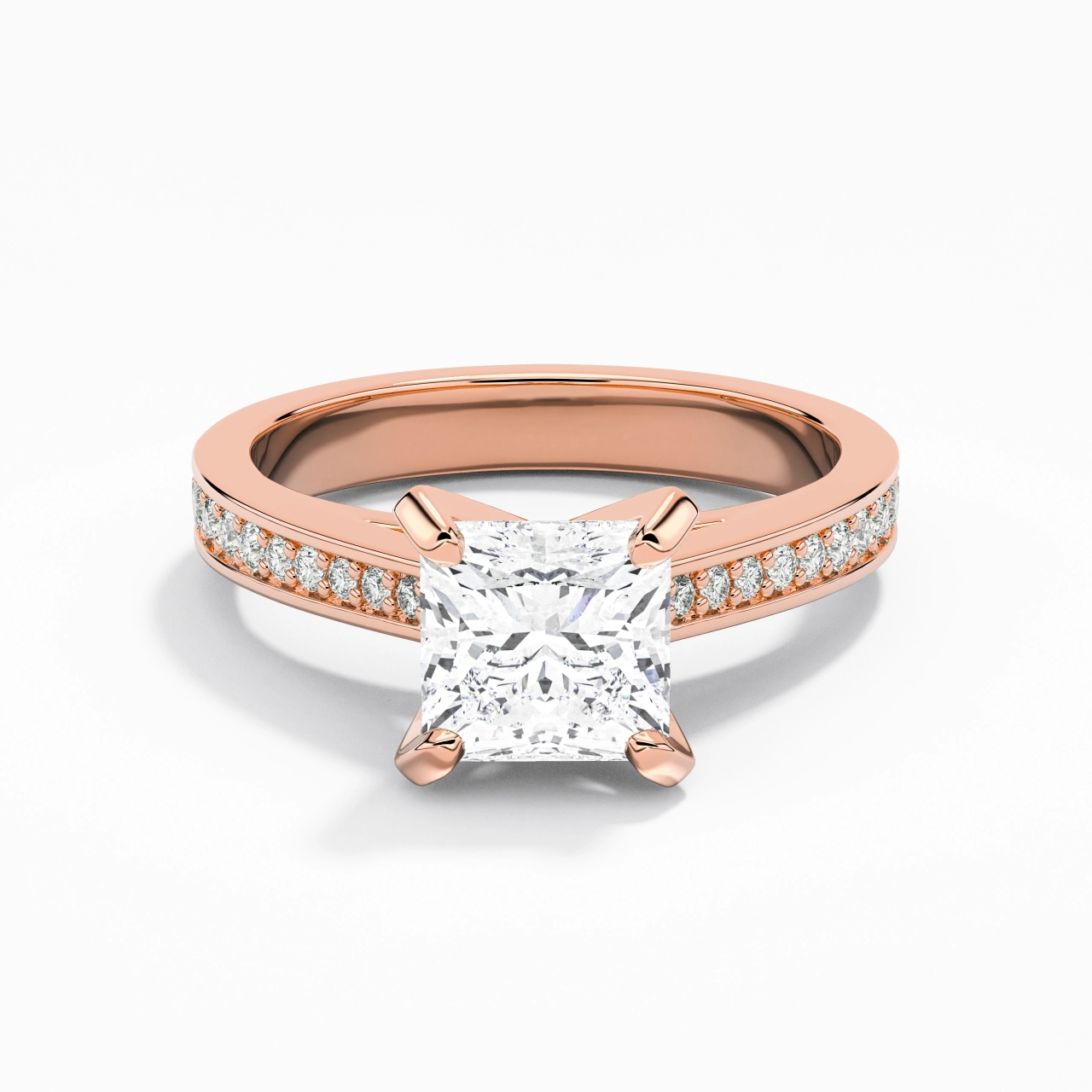 1.00ct Moissanite Engagement Ring 18K Rose Gold