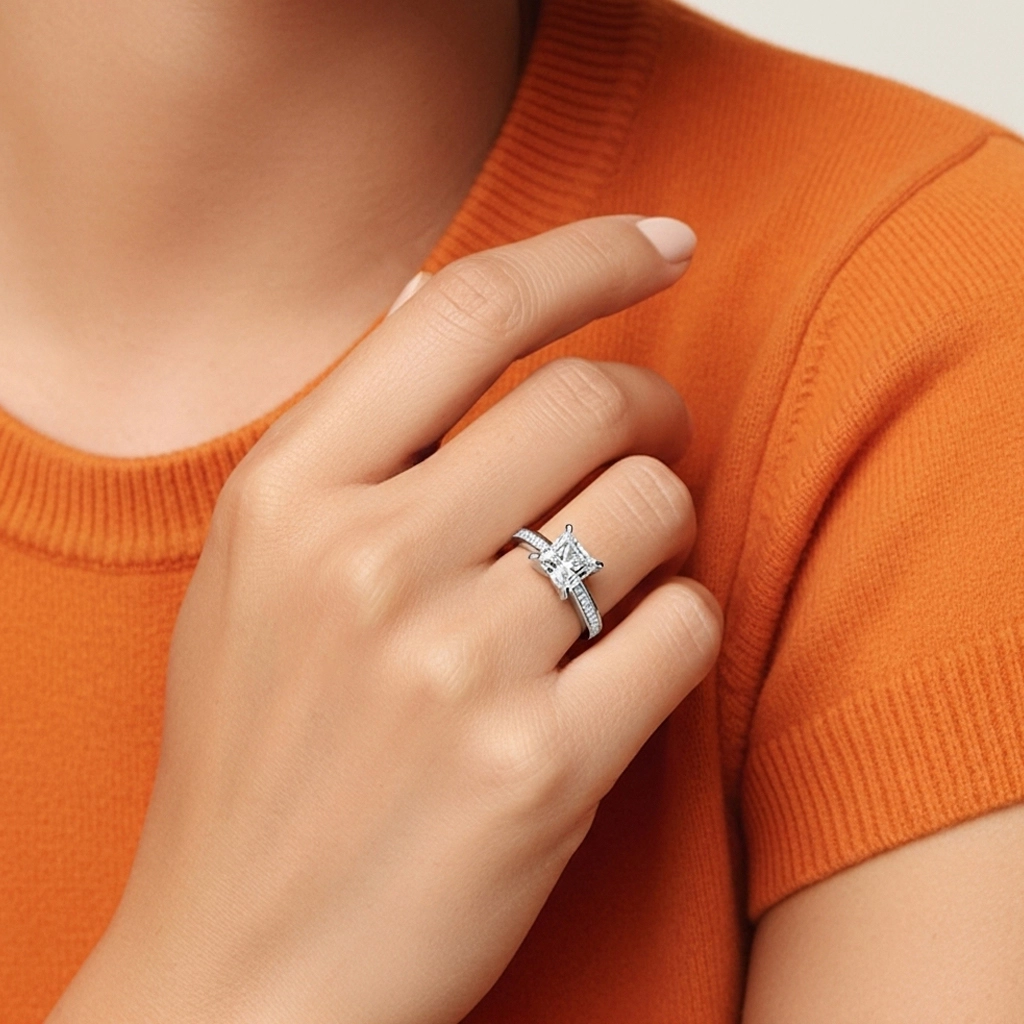 Cathédrale Bague de fiançailles 1.00ct Moissanite