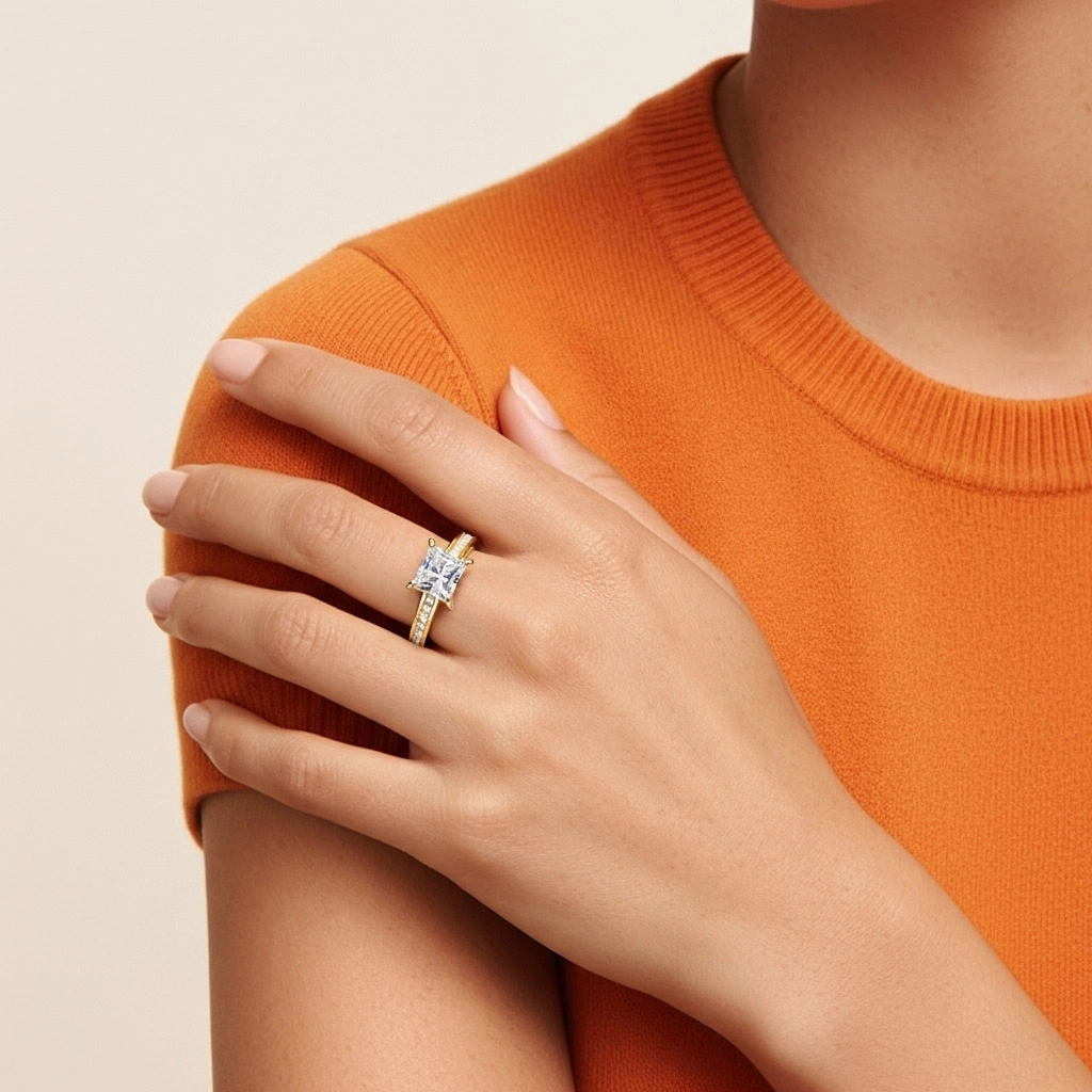 Cathédrale Bague de fiançailles 1.00ct Moissanite