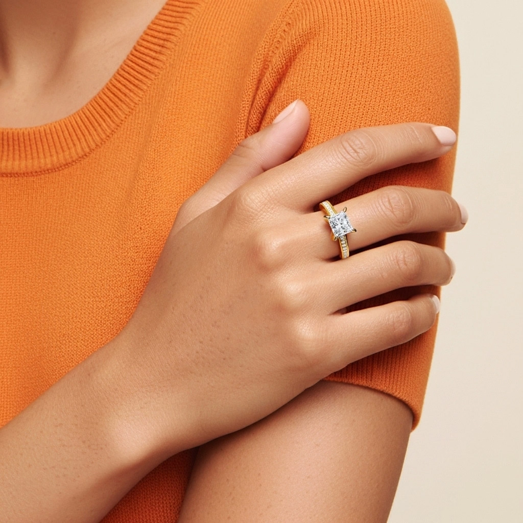 Cathédrale Bague de fiançailles 1.00ct Moissanite