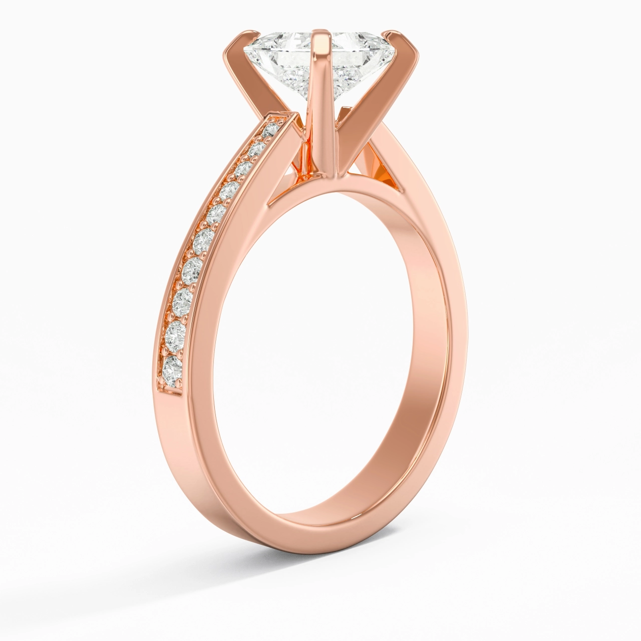 1.00ct Moissanite Engagement Ring 18K Rose Gold