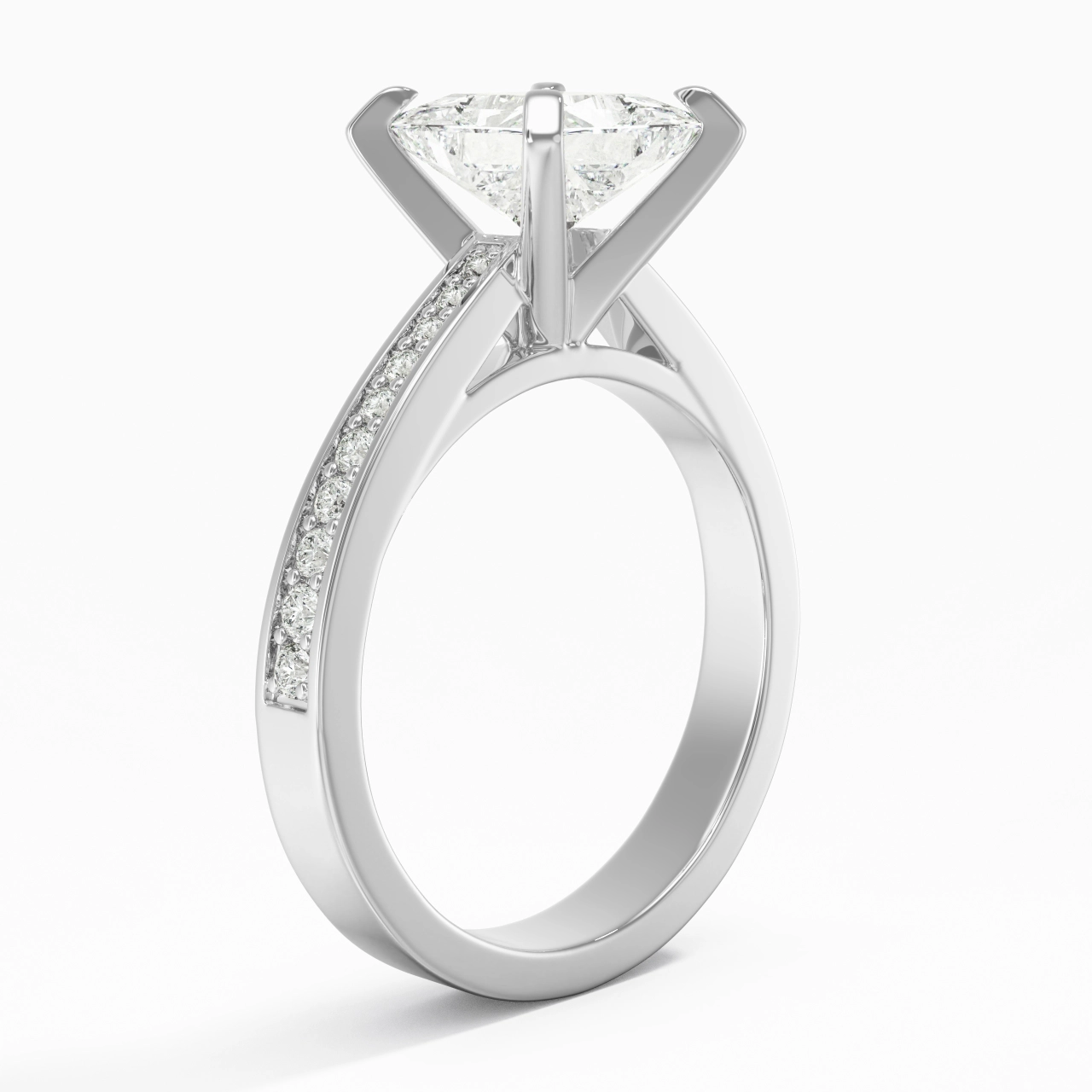 2.00ct Moissanite Engagement Ring 18K White Gold