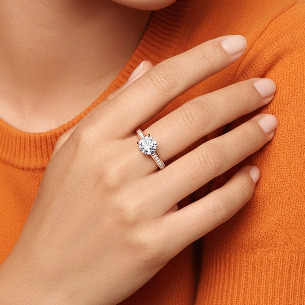 1.00ct Moissanita Anillo de Compromiso Oro rosa 18K