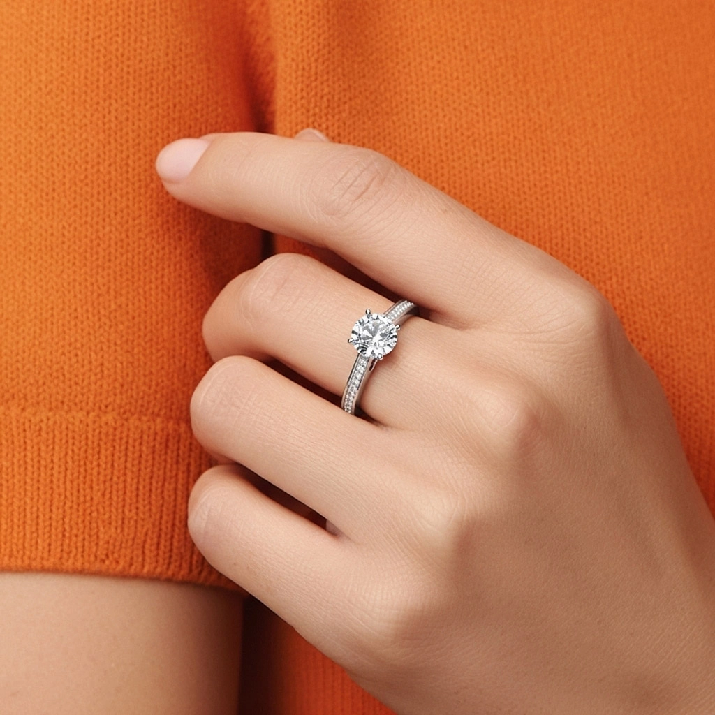 Cathédrale Bague de fiançailles 1.00ct Moissanite