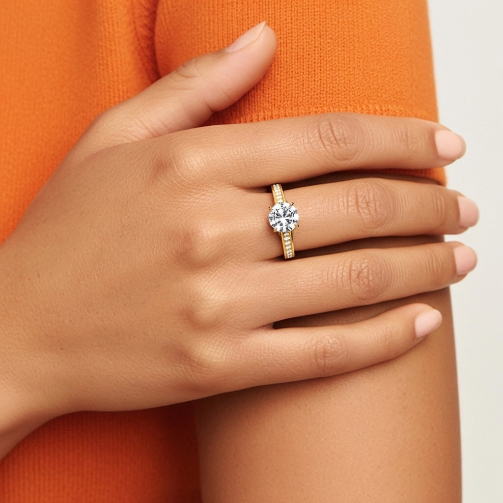 1.00ct Moissanita Anillo de Compromiso Oro 18K