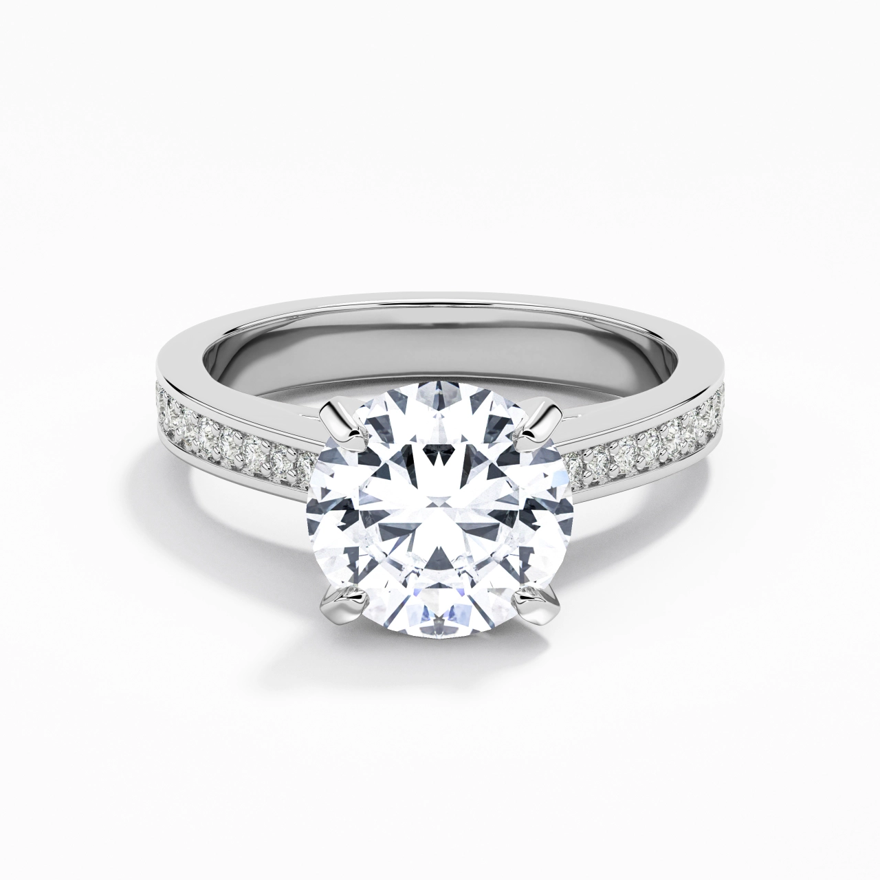 2.00ct Moissanite Engagement Ring 18K White Gold