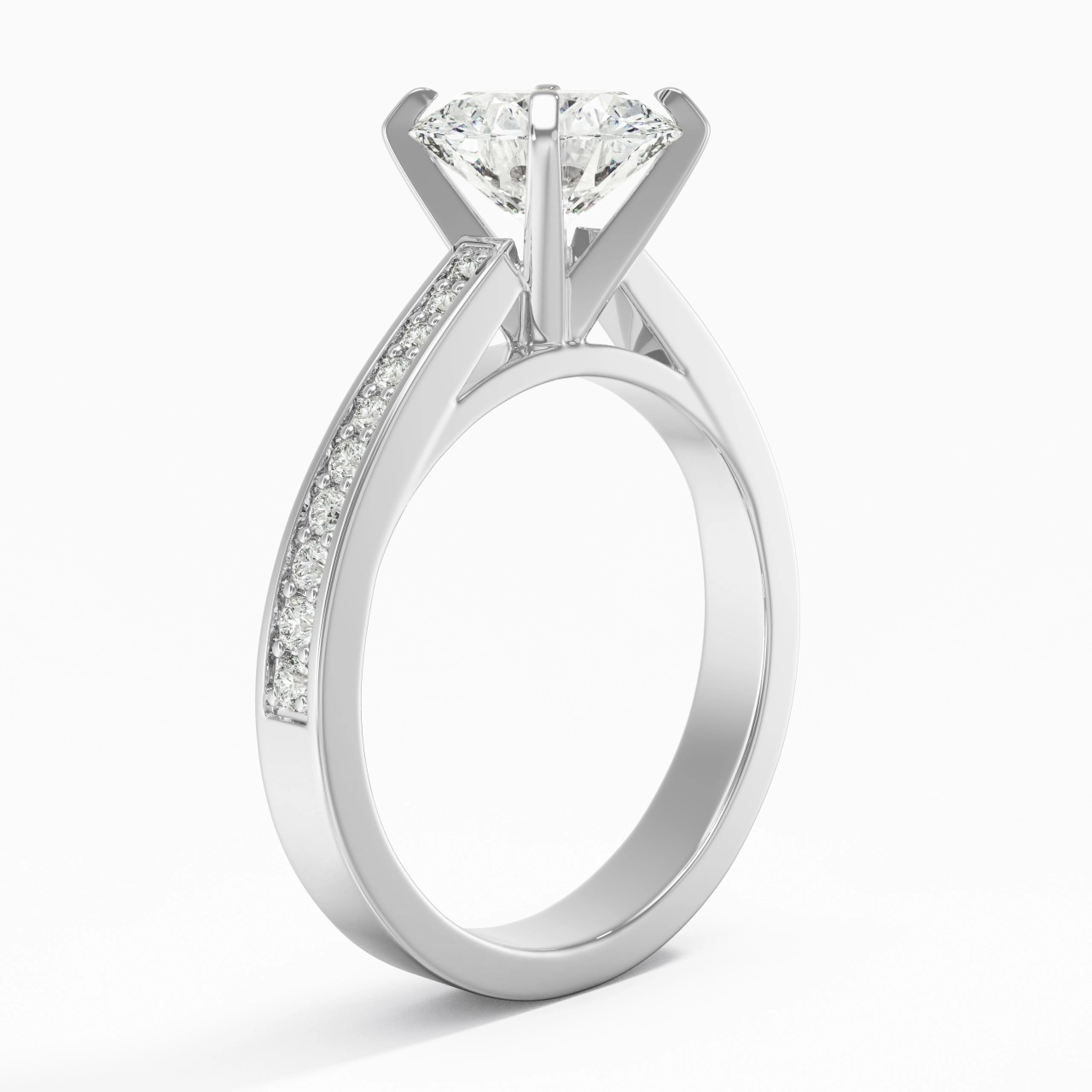 2.00ct Moissanite Engagement Ring 18K White Gold