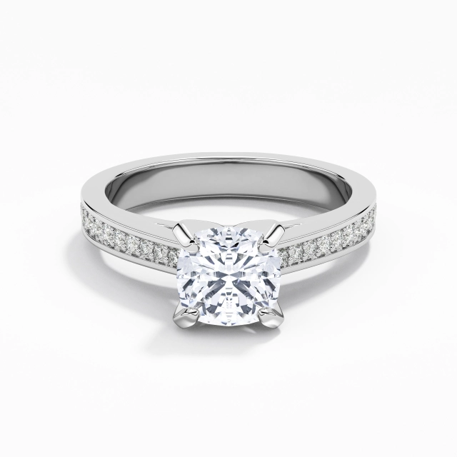 Canaliser Gracieux Cathédrale Bague de fiançailles Moissanite 1.00ct Coussin Argent sterling 925