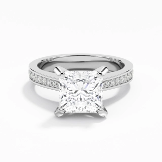 2.00ct Moissanite Engagement Ring 18K White Gold