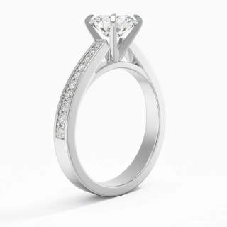 1.00ct Moissanite Engagement Ring 18K White Gold