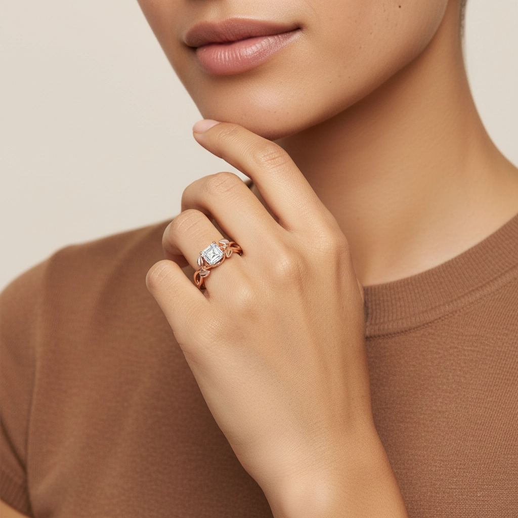 Nature Unique Asscher 1.00ct Moissanite Bague de fiançailles