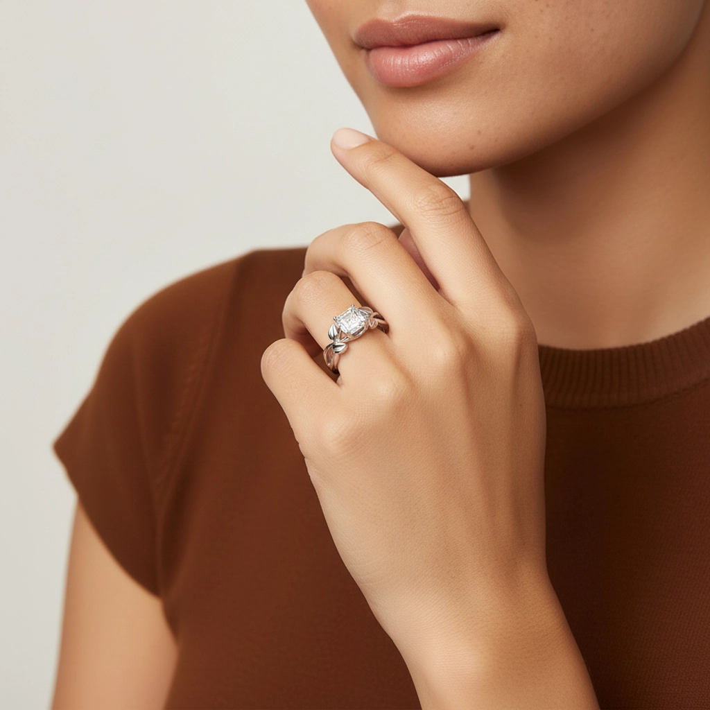 Nature Unique Asscher 1.00ct Moissanite Bague de fiançailles