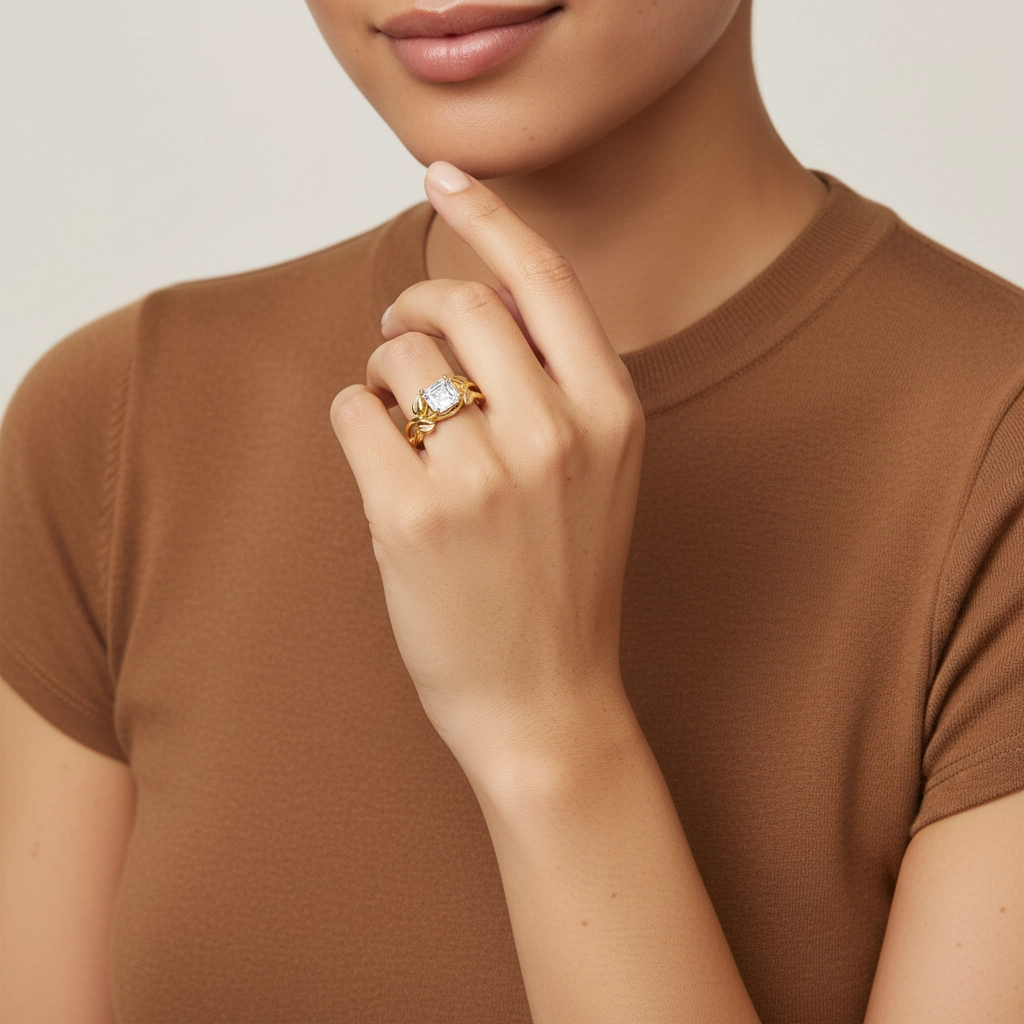 Nature Unique Asscher 1.00ct Moissanite Bague de fiançailles