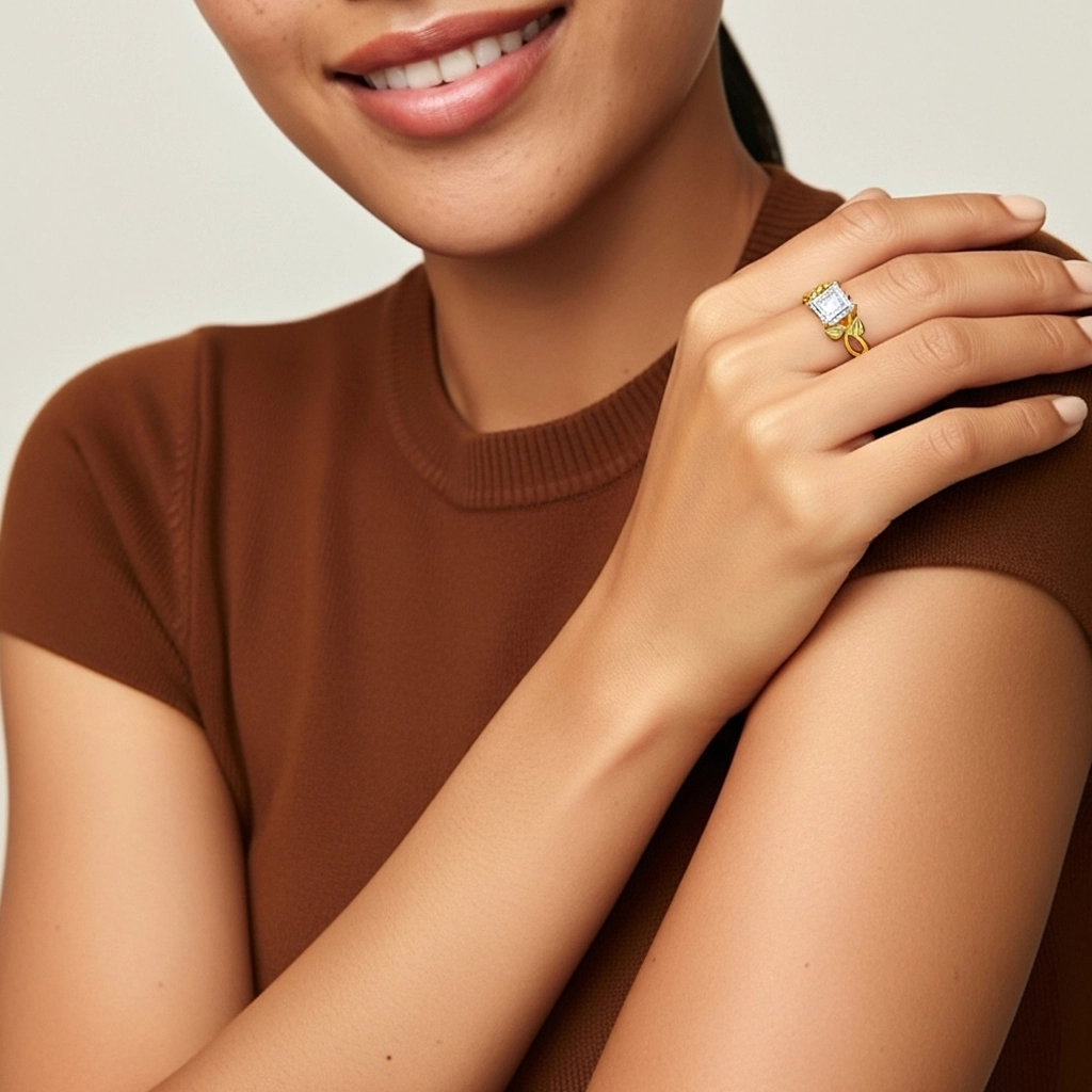 Nature Unique Asscher 1.00ct Moissanite Bague de fiançailles