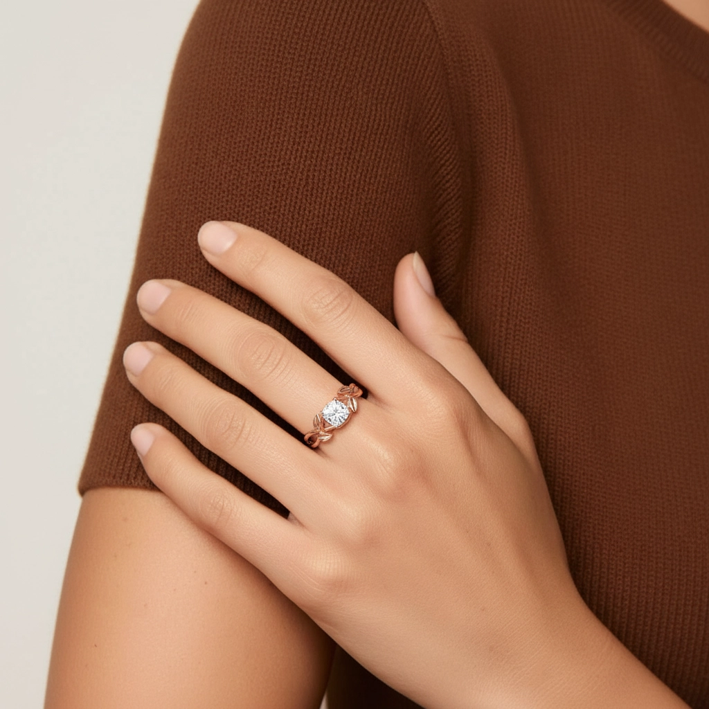 Nature Unique Coussin 1.00ct Moissanite Bague de fiançailles