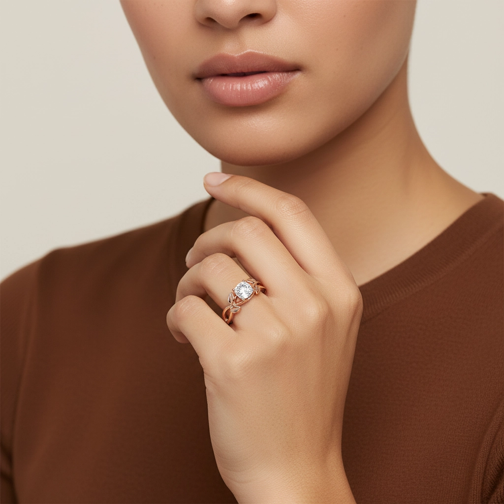 Nature Unique Coussin 1.00ct Moissanite Bague de fiançailles