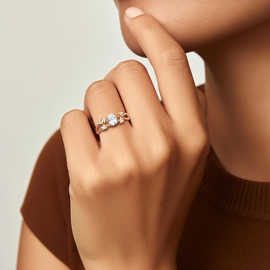 Nature Unique Ovale 1.00ct Moissanite Bague de fiançailles