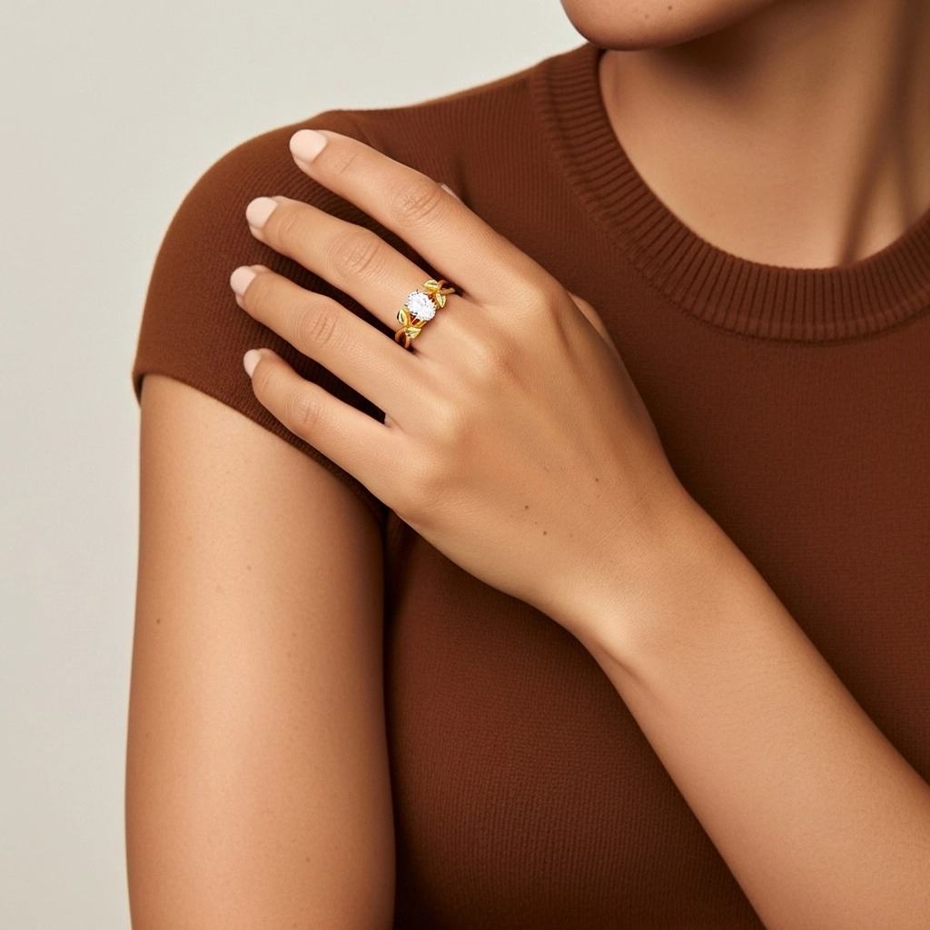 Nature Unique Ovale 1.00ct Moissanite Bague de fiançailles