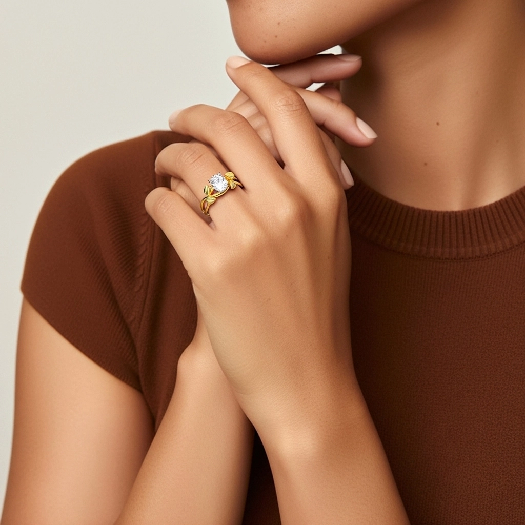 Nature Unique Ovale 1.00ct Moissanite Bague de fiançailles