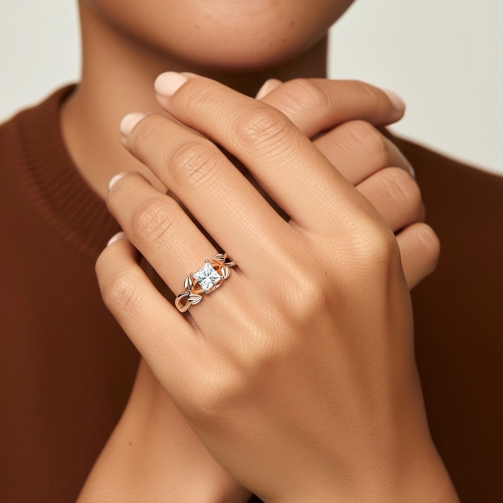 Nature Unique Princesse 1.00ct Moissanite Bague de fiançailles