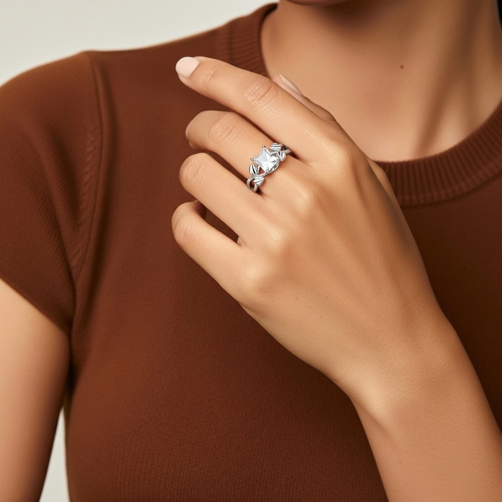 Nature Unique Princesse 1.00ct Moissanite Bague de fiançailles