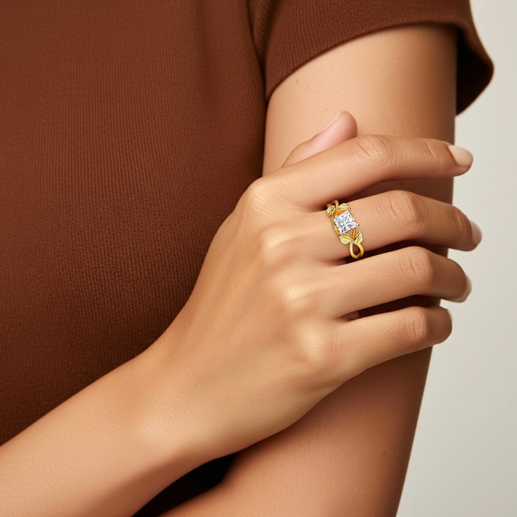 Nature Unique Princesse 1.00ct Moissanite Bague de fiançailles