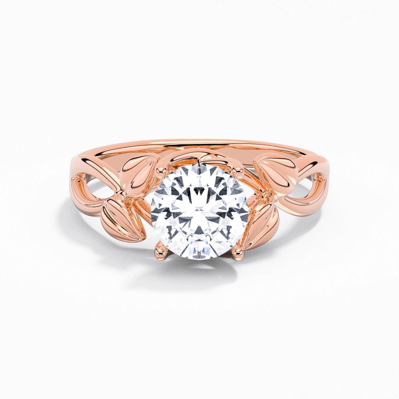 Nature Unique Rond 1.50ct Moissanite Bague de fiançailles